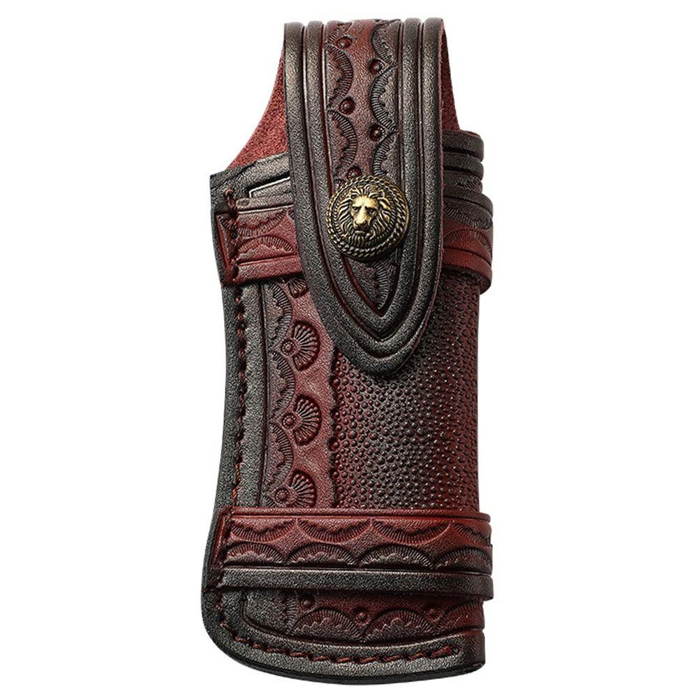 Leather Sheath Holder Pocket Hunt Flashlight Case Fold Knife Tool Camp Outdoor Carry Belt Loop Case