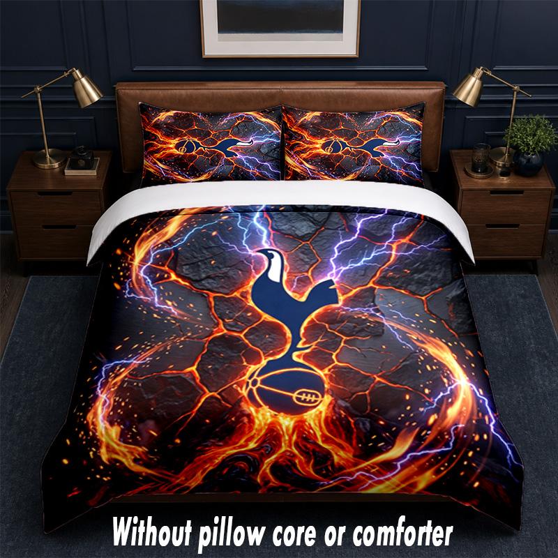 Tottenham Hotspur Design Bed Bedding Set 1 Duvet Cover + 2 Pillowcases Soft Breathable Household Bed Linens