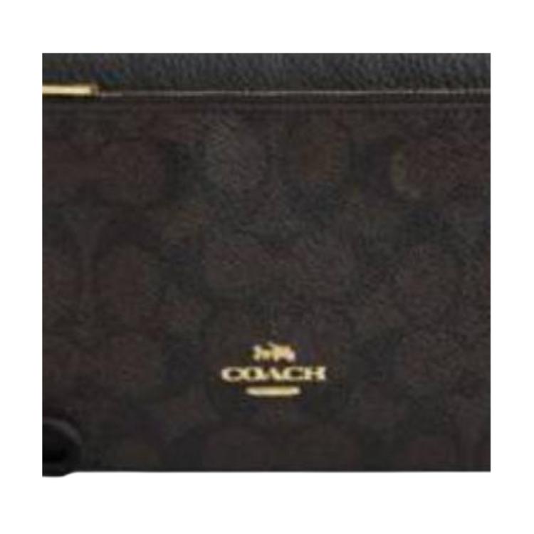 Coach Кошелек на двойной молнии 21 Дизайн с логотипом Застежка-молния Кошелек из покрытого холста и кожи Женский кошелек Черный CX161-IMXAQ