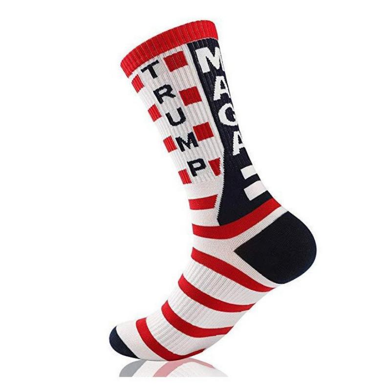 Funny President Donald Trump Socks Men Trump Flag Maple Socks Compression Socks Streetwear Hip Hop