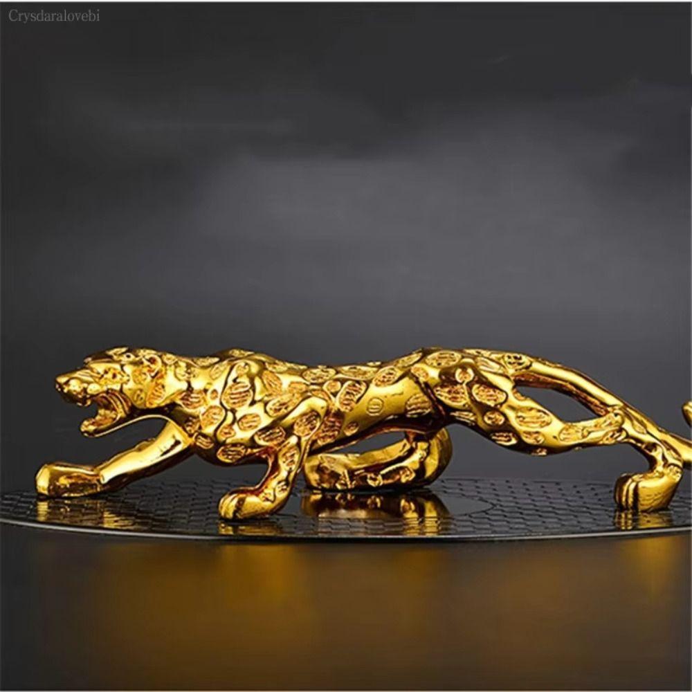 Lucky Animal Leopard Figurines Gold Brass Leopard Miniatures Vintage Cheetah Small Statue Tea Pet