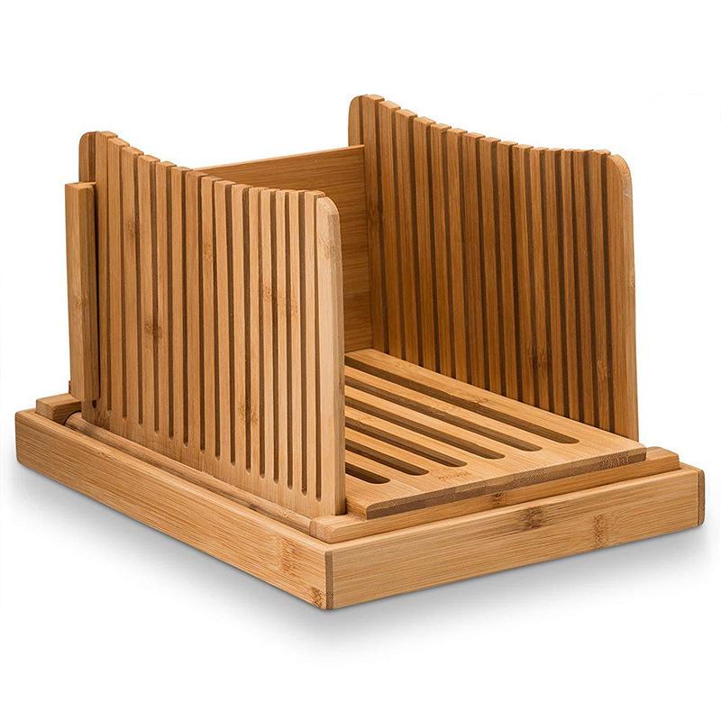 Foldable Bamboo Wood Bread Slicer Cutter Toast Loaf Cutting Guide Slicing Maker