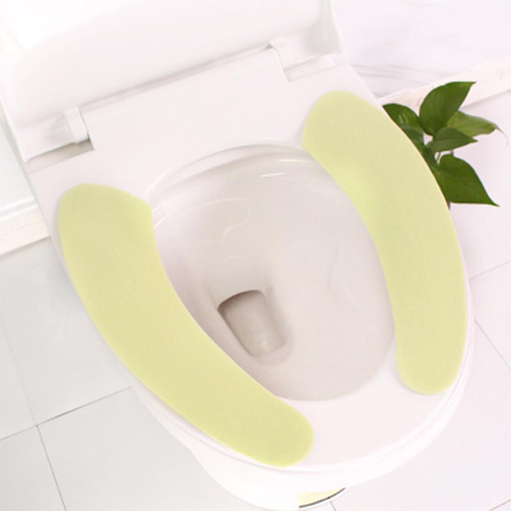 1Pair Portable Reusable Warm Plush Toilet Seat Filling Washable Bathroom Mat Seat Cover Health Sticky Pad Household Supplies