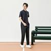Li-Ning Однотонная дышащая легкая быстросохнущая рубашка с коротким рукавом на пуговицах мужские рубашки темно-синего цвета ASHT469-1