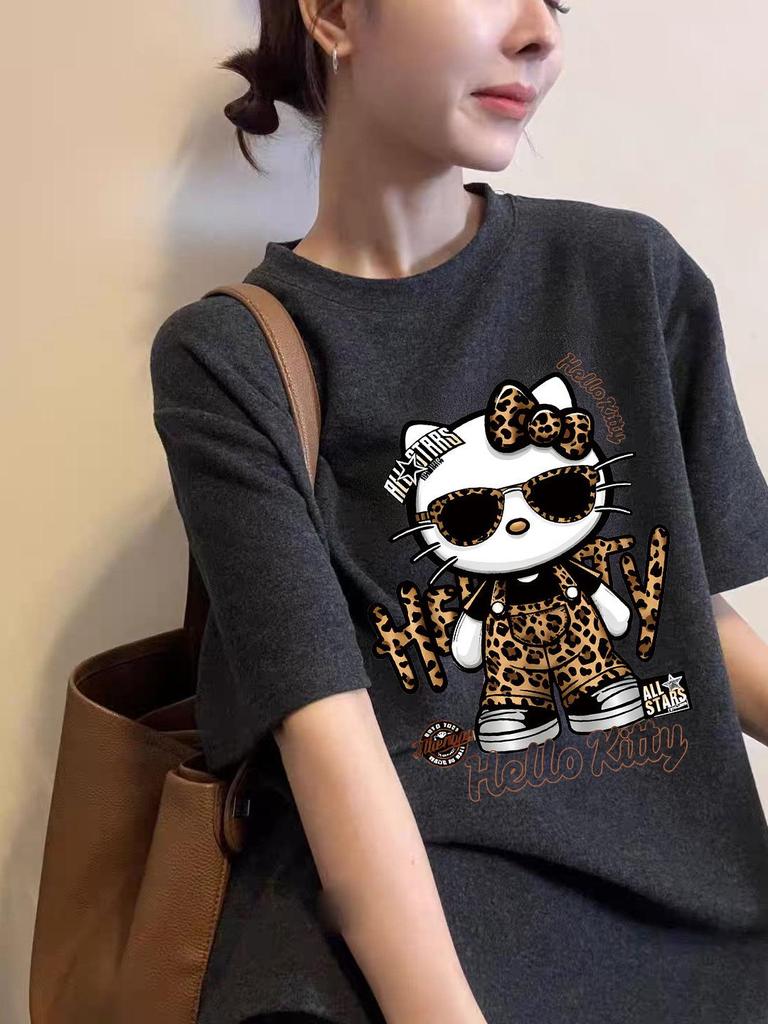Korean Retro Cartoon Print Short Sleeve Women's T-Shirt - Spring 2026 Trend