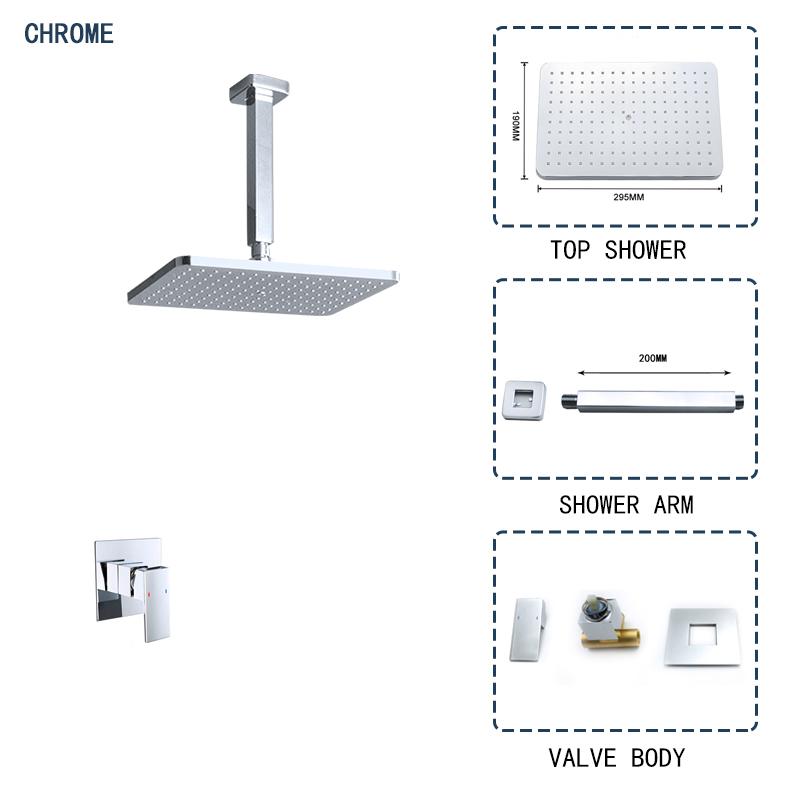 Встраиваемый в стену смеситель для душевой кабины в ванной комнате, верхнее крепление, потолочный кронштейн, большая панель, душевая головка «тропический душ», смеситель для ванны, набор для душа с горячей и холодной водой