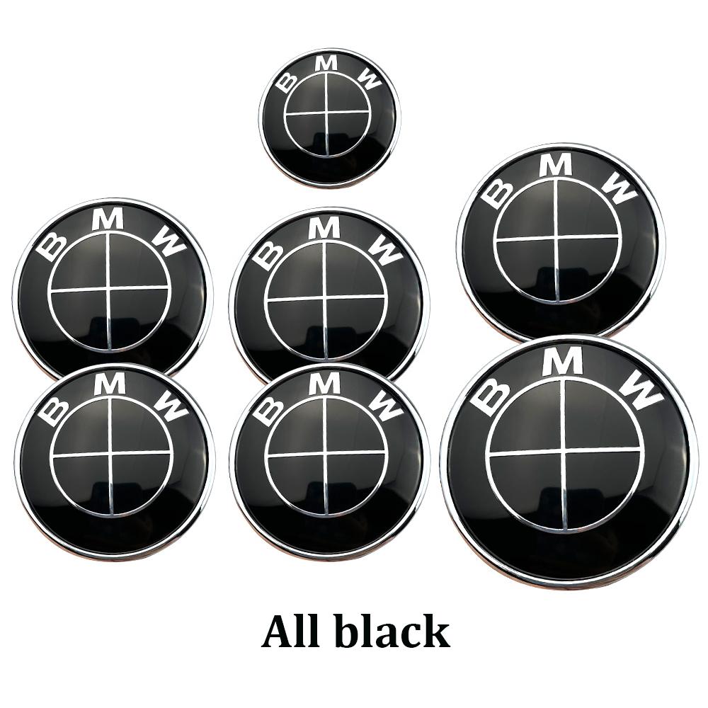 7Pcs Car Hood Front Rear Trunk Emblem Badge For BMW original Logo all black E36 E46 E53 E90 E60 E93 E87 G01 G20 X3 X5 F30 F20 X6