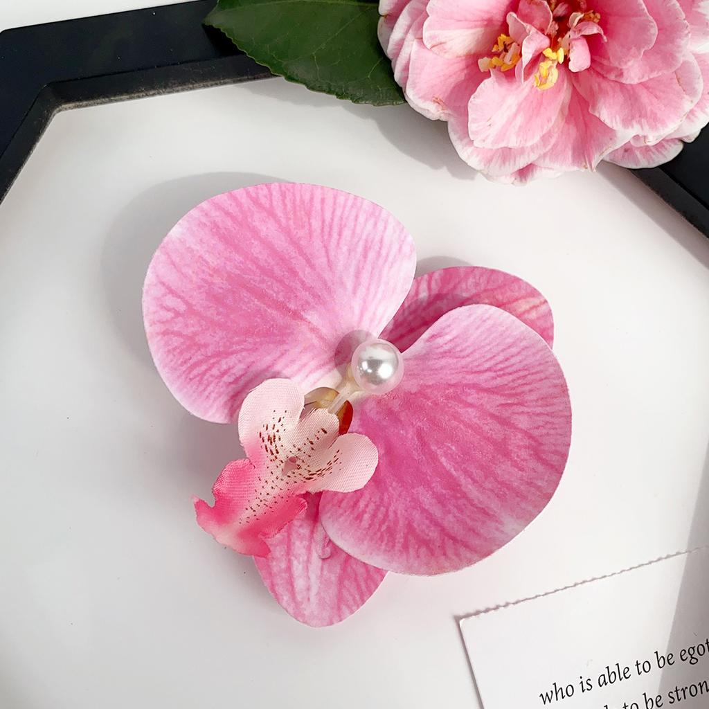 Hot Selling French Style Elegant Orchid Fabric Hair Clip Girls Colorful Floral Hair Clamp Accessory