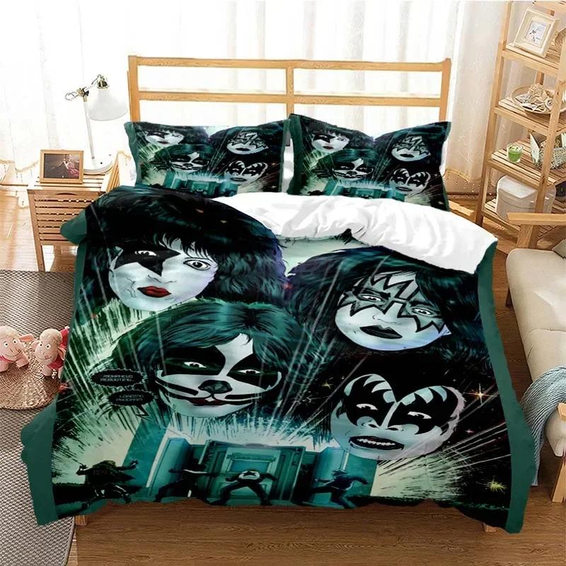 Kiss Band Fashion Comfortable Duvet Quilt Cover Pillowcase Bedding Set Children Bedroom Decoration Home Textile