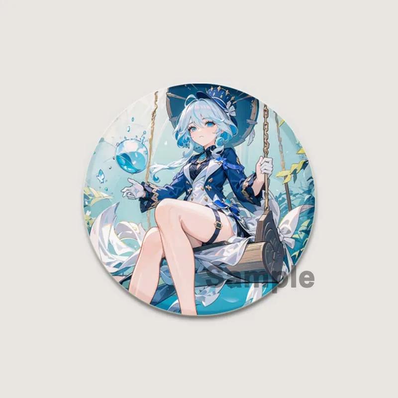 32/44/58mm Anime Genshin Impact Pins Cute Cartoon Furina Badge Handmade Tinplate Brooches Breastpin for Backpack Clothes Gift Accessorys
