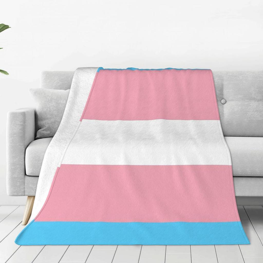 Transgender Pride Flag Blanket Soft Warm Flannel Throw Blanket Bedspread for Bed Living room Picnic Travel Home Sofa