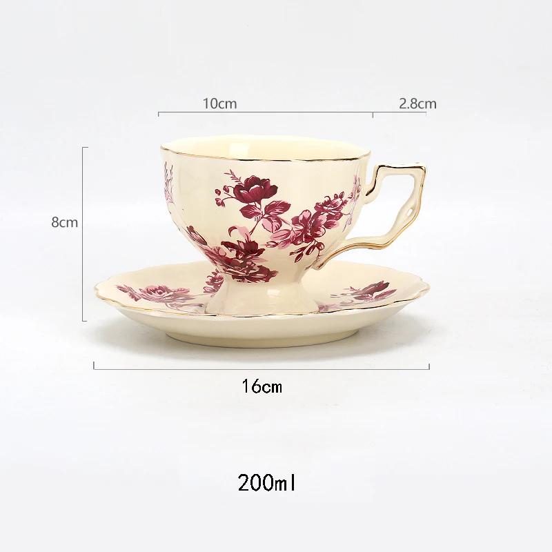 Роскошный набор кофейных чашек с цветами, высококачественные ретро-керамические кофейные чашки, элегантные домашние чайные сервизы, уникальная посуда, подарки