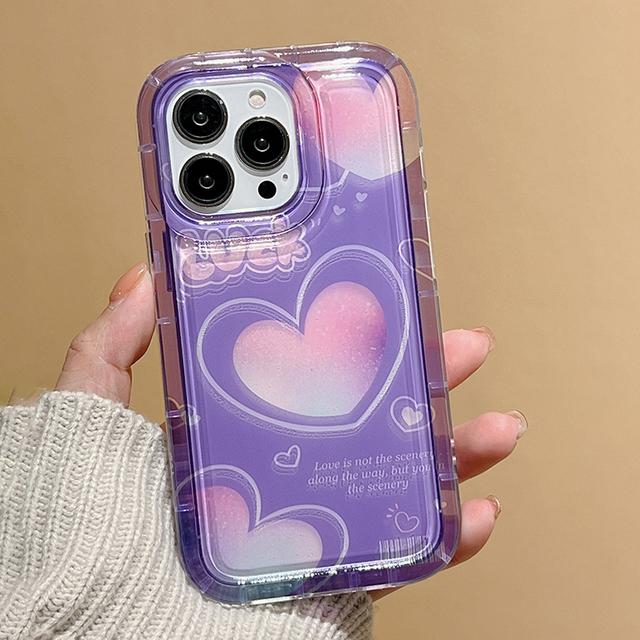 Удача Фиолетовый Любовь Сердце Сияющий Чехол Для Iphone 14 Pro Max 13 11 12 14 Plus Мягкая Подушка Безопасности Чехол Для Телефона Капа