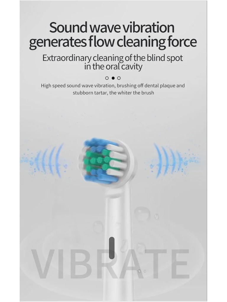 Электрическая звуковая зубная щетка с вращающейся круглой головкой для взрослых с зарядкой через USB