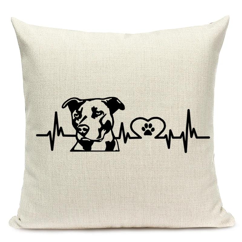 Черно-белый чехол для подушки с изображением животных, таксы, собаки, собаки, волны, сердца, декоративная наволочка для дивана