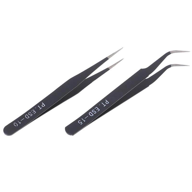 1Pc Micro Point Curved Straight Tweezers Fine Tip Stainless Steel