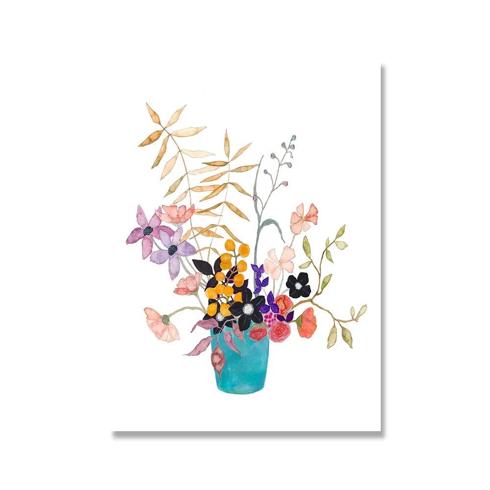 Акварельные полевые цветы, принт, цветочный лист, ботаническая зелень, листья, художественная картина на холсте, зеленые дикие постеры, домашний настенный художественный декор без рамки