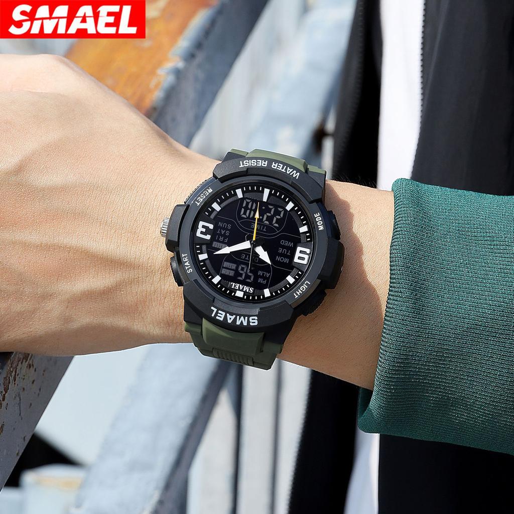 SMAEL повседневные модные часы из сплава, многофункциональные водонепроницаемые уличные мужские съемные электронные часы