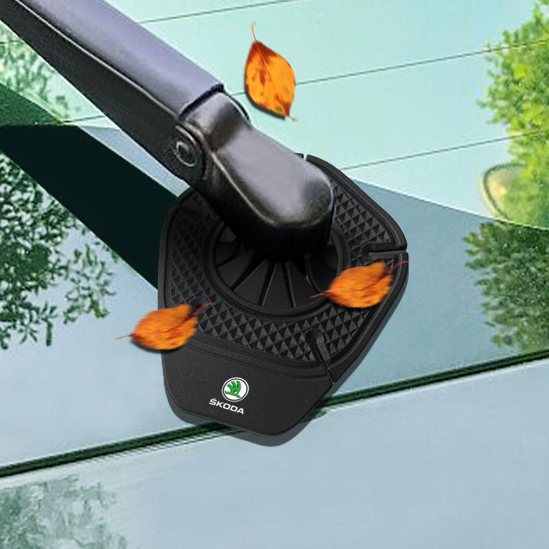 2Pcs Car Windshield Wiper Protective Cover Dust Wiper Emblem Car Styling For Skoda Octavia Superb Rapid Kodiaq Karoq Fabia Kamiq Roomster Citigo