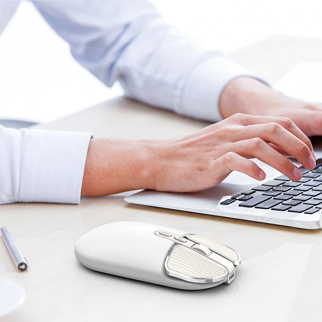 M203 USB Wireless Bluetooth Mouse Ultra Thin Quiet Rechargeable Wireless Compact Lightweight Compatible with iOS13 or Surface Tablet White 5.1