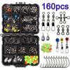 Accessories Bead Sinker Jig Hook Swivels Fishing Tackle Boxes 160pcs Kit Tackle Fishing Tool