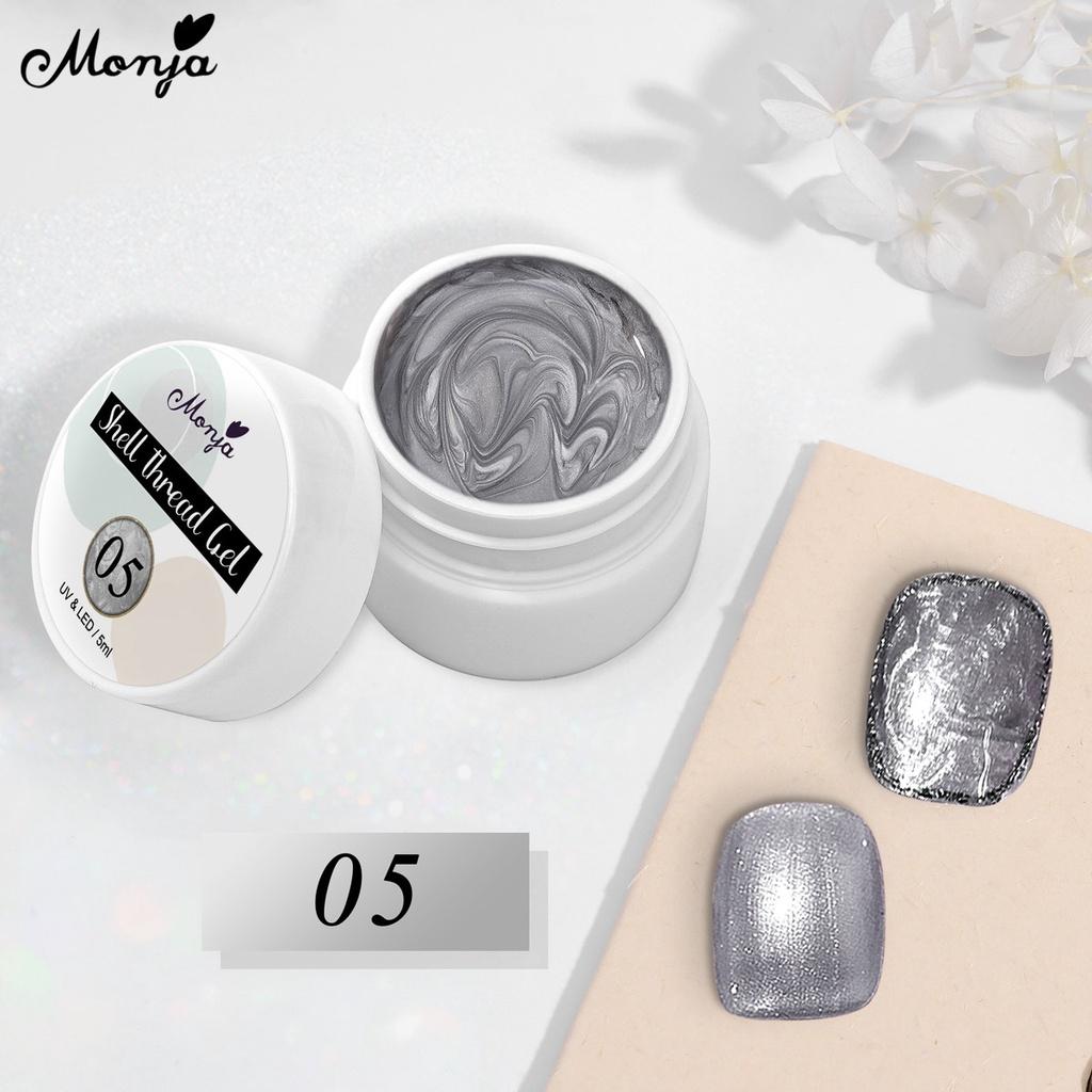 monja Nail Art 5 мл Pearl Shell Spiral Glitter Pearly Semi Permanent Nail UV Gel Varnish DIY Manicure Design Tool 14 Solid Colors
