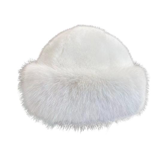 Women Winter Hat Thick Plush Faux Fur Heat Retention Windproof Mongolia Style Bucket Hat Solid Color Outdoor Cycling Skiing Panama Cap