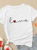(Asian Size) Letter Love Heart Trend Cute Women Short Sleeve Fashion Clothing Casual Tshirt Female Print Lady Tee Top Graphic T-shirts