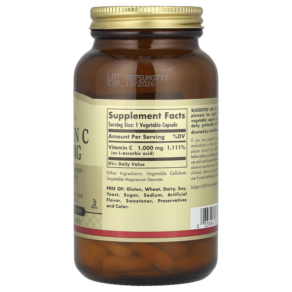 Vitamin C, 1,000Mg, 100 Vegetable Capsules