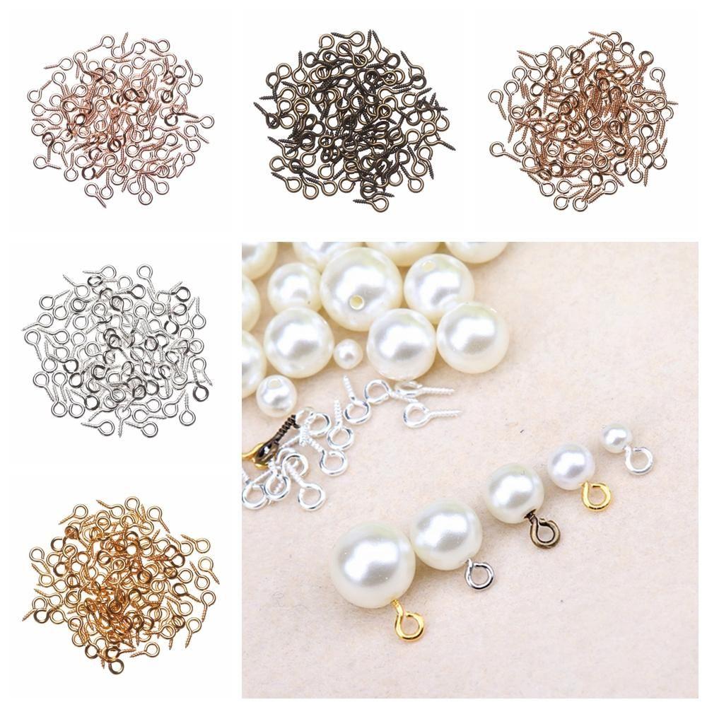 100pcs/pack Keychain Jewelry Handmade Screw Nail Threaded Peg DIY Sheep Eyes Nail