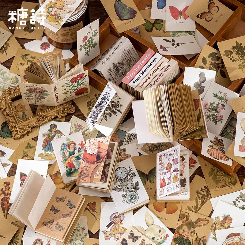 80 шт./книга Ретро Материал Бумага Эстетика Скрапбукинг DIY Украсить Ведение Журнала Винтажные Канцелярские Товары Эстетические Растения Рукопись