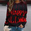 Harajuku 3D Horror Halloween Print Sweatshirts Red Blood Patterns Graphic Round Neck Hoodies Women Fashion Clothing Sweatshirt