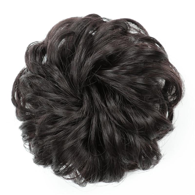 XINRAN Girls Curly Scrunchie Chignon With Rubber Band Brown Gray Synthetic Hair Ring Wrap On Messy Bun Ponytails