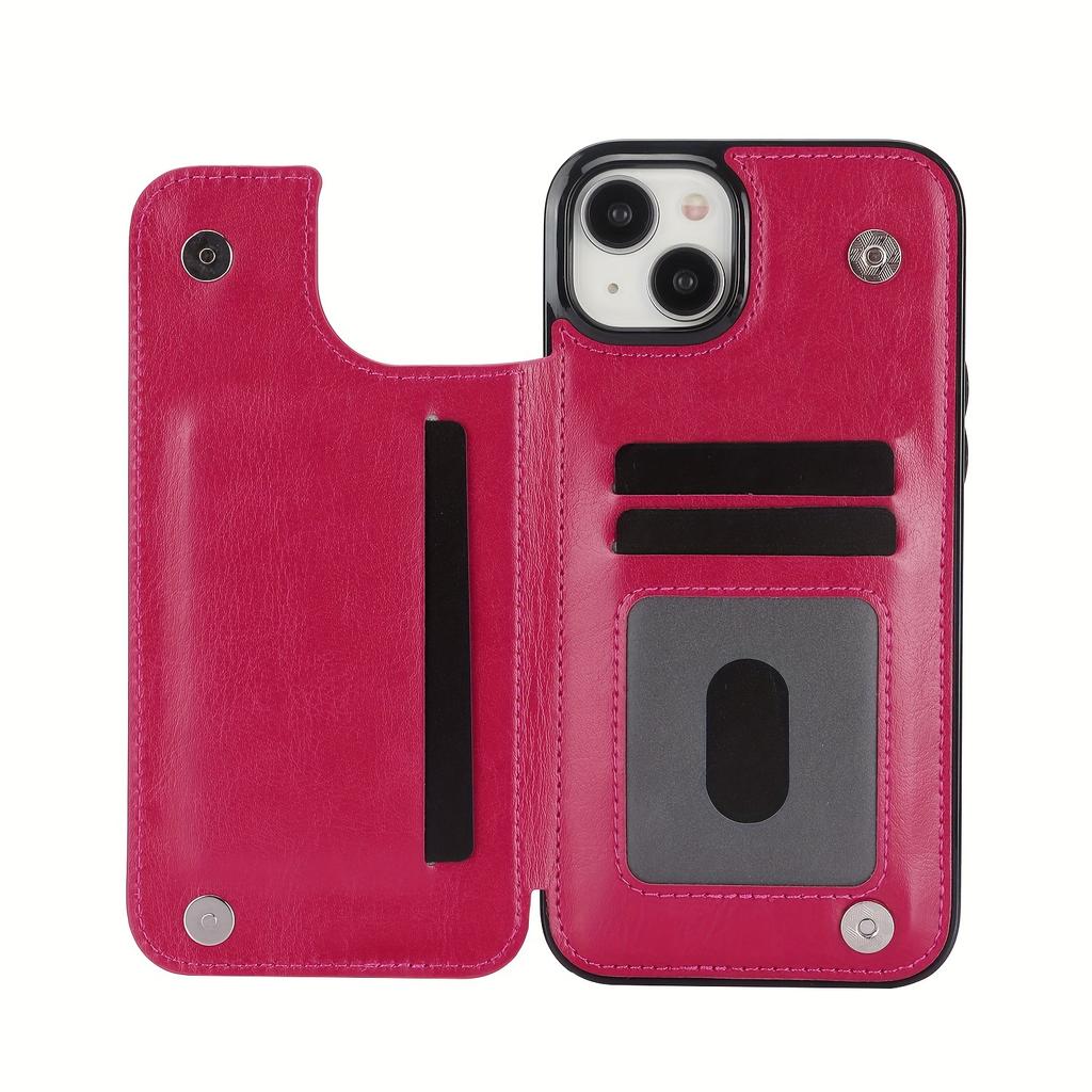 Чехол для телефона-кошелька с держателем для карт, чехол с подставкой для карт из искусственной кожи, двойной магнитной застежкой и прочным противоударным чехлом, для IPhone