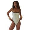 Women One Piece Bikini Vintage High Cut Swimsuit Bandeau Beachwear with Breast