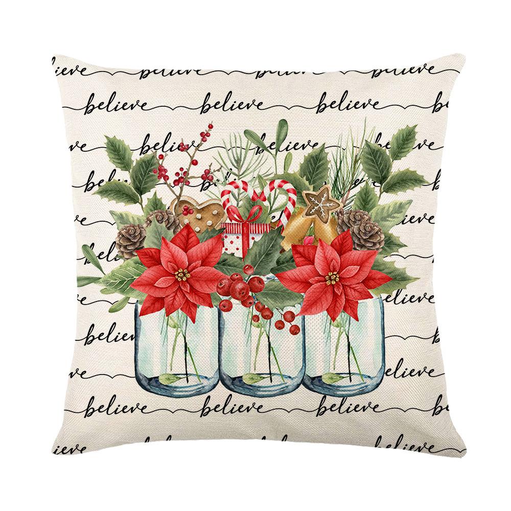 Home Decoration Cushion Cover Christmas Holiday Polyester Print Living Room Sofa Cushion Cover Bedroom Cushion Cover
