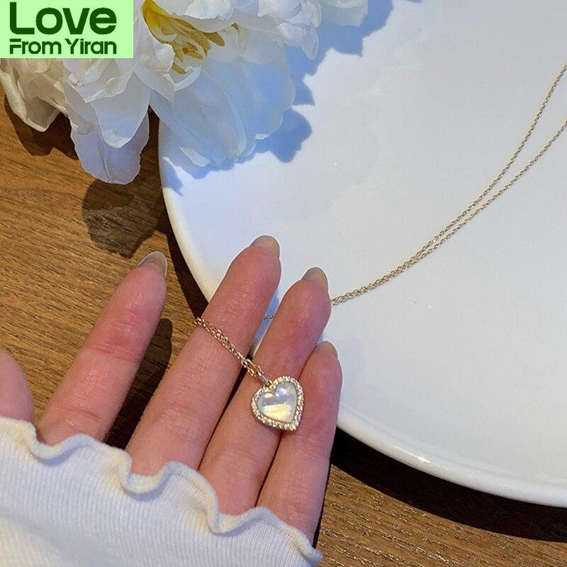 925 Sterling Silver Love Heart Shell Necklace For Women Mnimalist Clavicle Chain Choker Wedding Party Jewelry