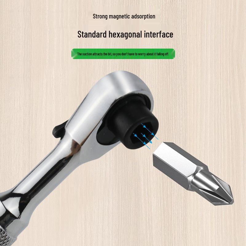 Двунаправленная трещоточная отвертка 2-в-1 с 72 зубьями и битодержателем для труднодоступных мест