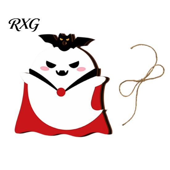 Halloween Party Supplies Ghost Wooden Hanging Sign with Hemp Rope, Cute Indoor Signs Pendants for Home Wall Decorations Outdoor Decor