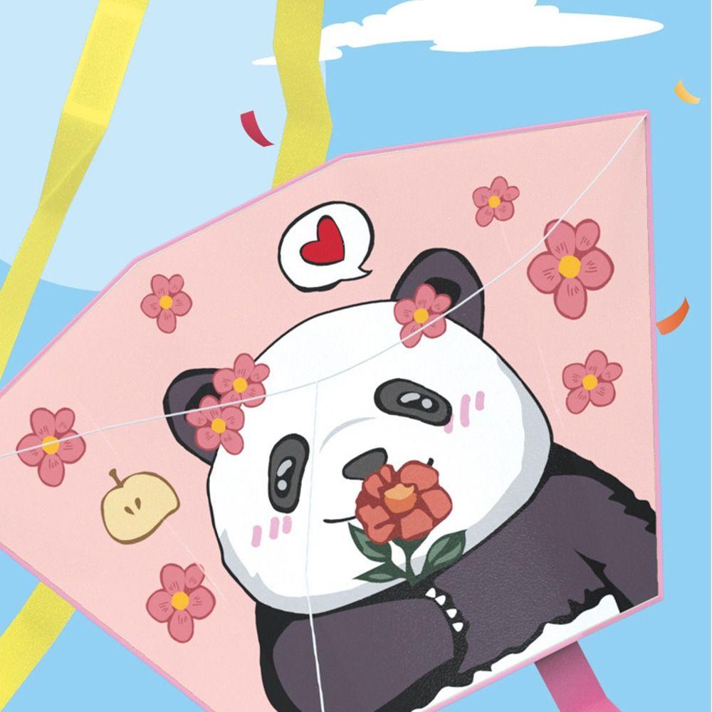 Frameless Cartoon Panda Wind Kites Easy To Fly Foldable Children Kite Toys  Children/Kid