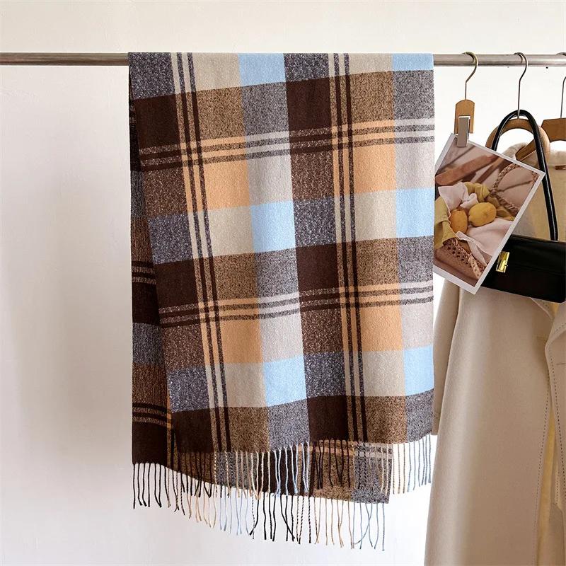 Имитация кашемира Теплые хиджабы-шарфы Осень Зима Зимняя защита Шарфы с кисточками Накидка Утолщенная мягкая шаль Платок