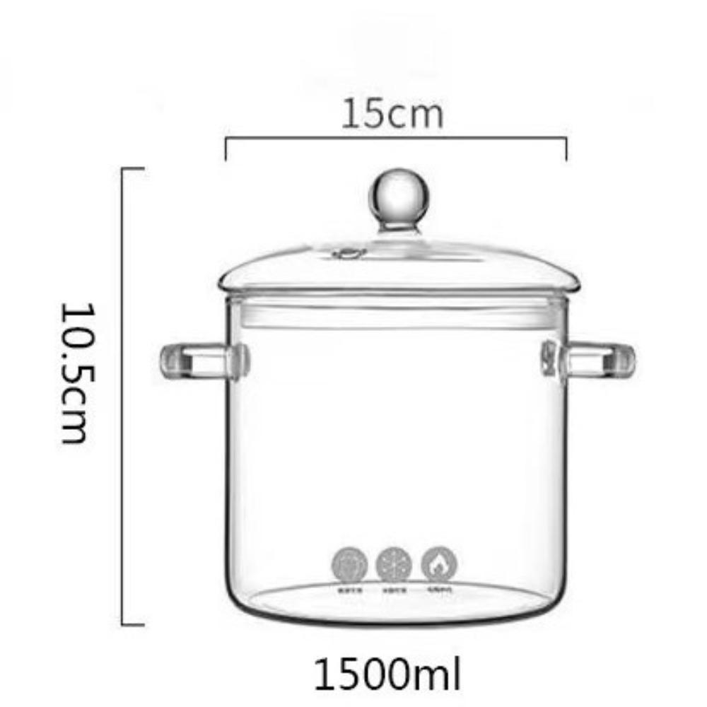 Стеклянная кастрюля для супа с ручкой, миска из высокопрочного боросиликатного стекла, прозрачная кастрюля для приготовления пищи, индукционная газовая плита