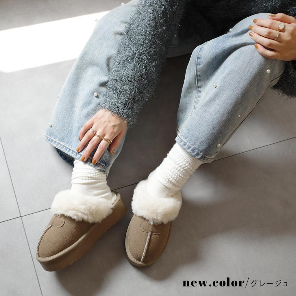 Amiami Sheepskin Sheepskin Platform Sheepskin Platform Office Shoes Sizes CN406 Women's Slippers, Boots, Slippers, Sandals, Sheepskin, Fall/Winter
