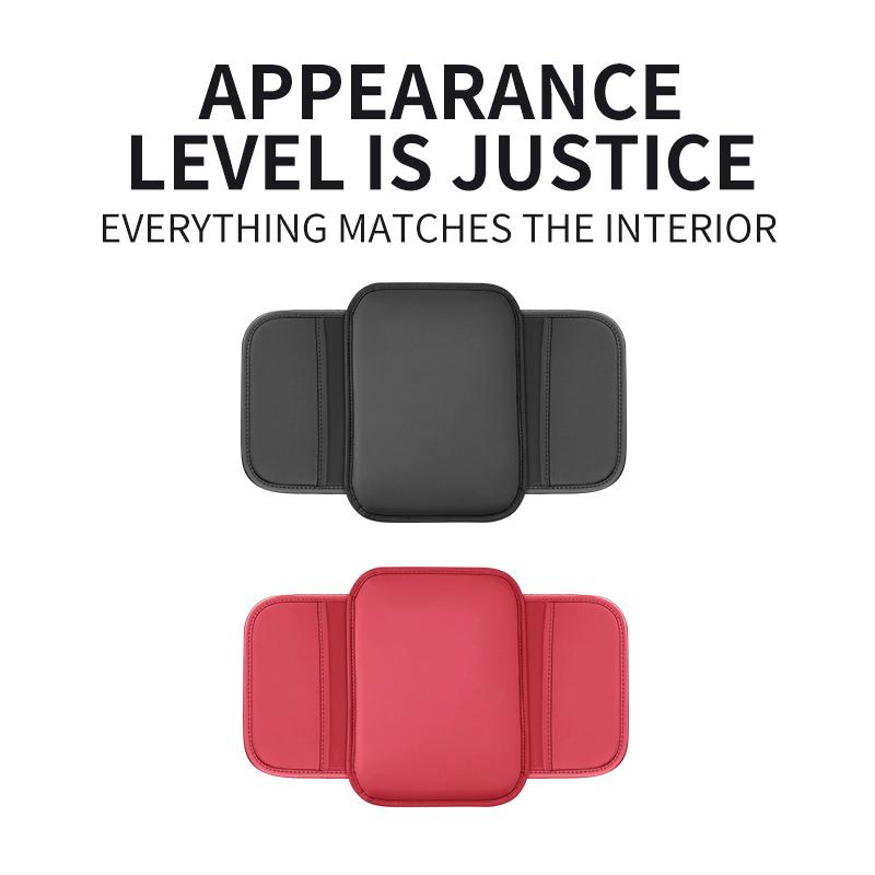 Car Armrest Cushion PU Leather Arm Rest Box Pad with Both Side Storage Bag