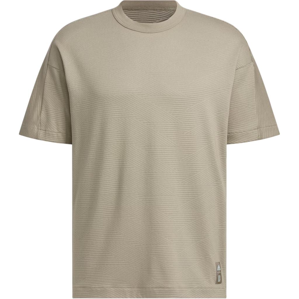 Adidas Wuji Jacquard T-Shirt, Pure Color, Round Neck, Sports Casual, Short Sleeve Men Tops Taupe JI8709