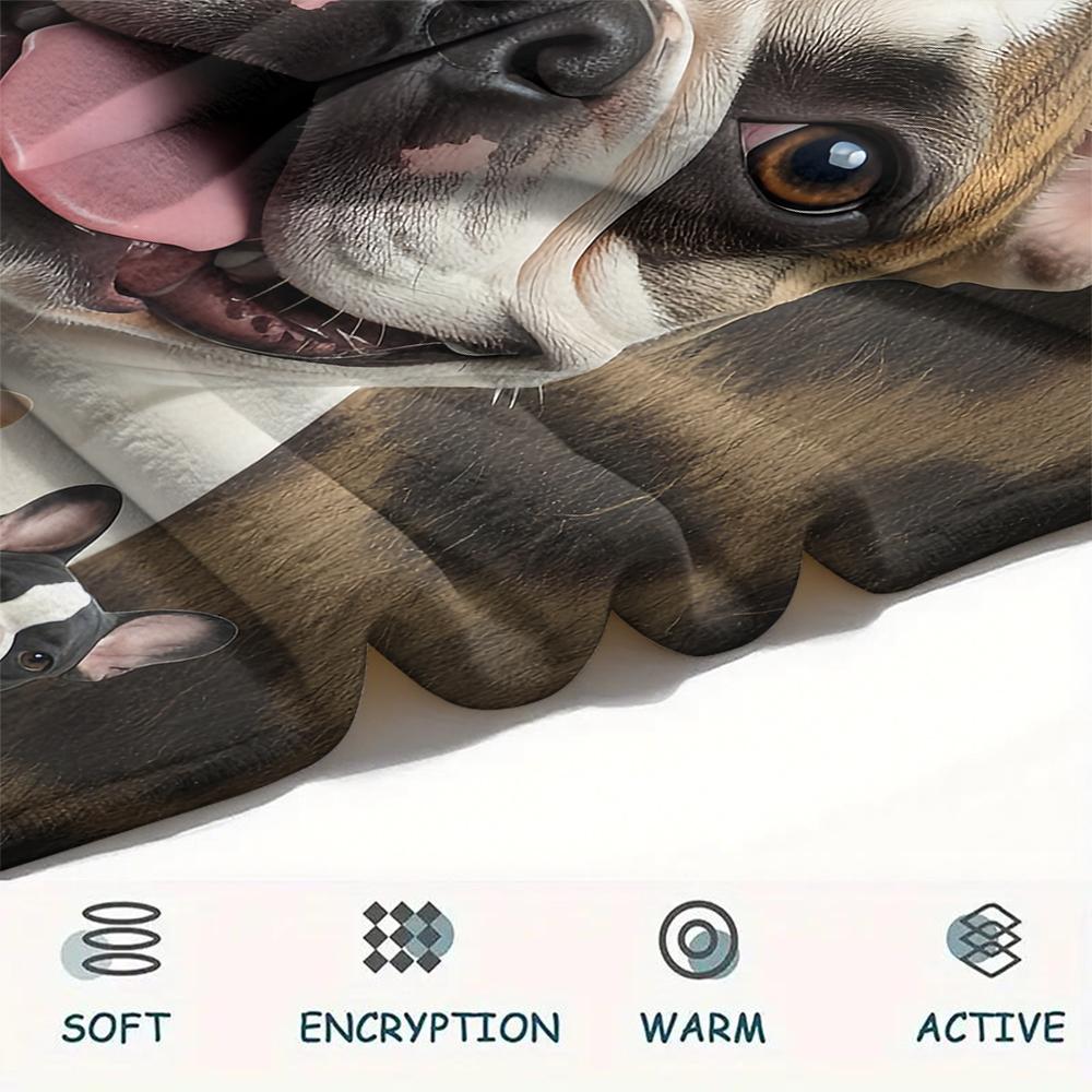 1 шт. Фланелевое одеяло с принтом французского бульдога, Высокое качество, Удобное для всех сезонов, Декор для дома, Тепло и уют, Идеально для подарков