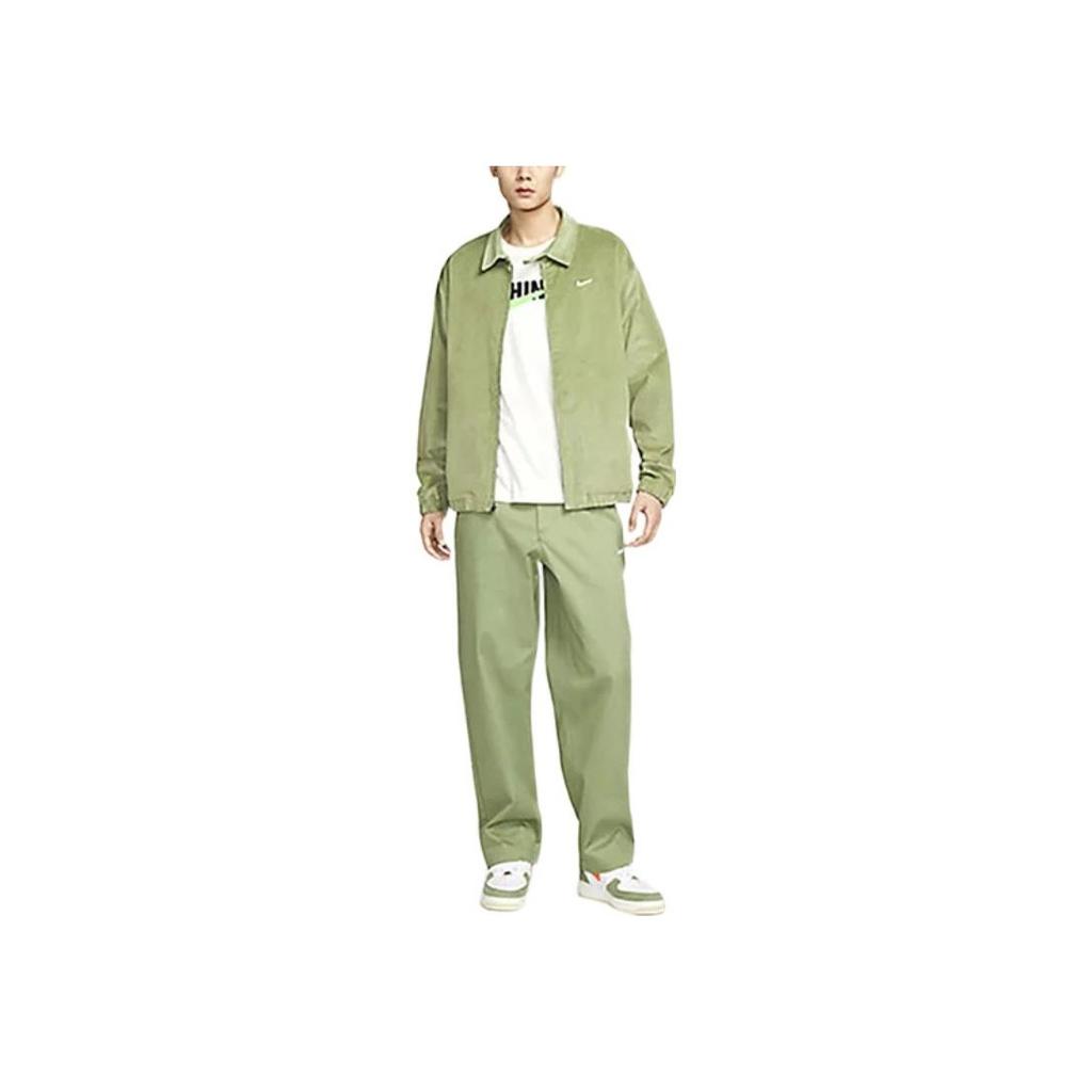Nike Вельветовая куртка с воротником на молнии с логотипом и длинными рукавами, мужская куртка, зеленая DX9071-386