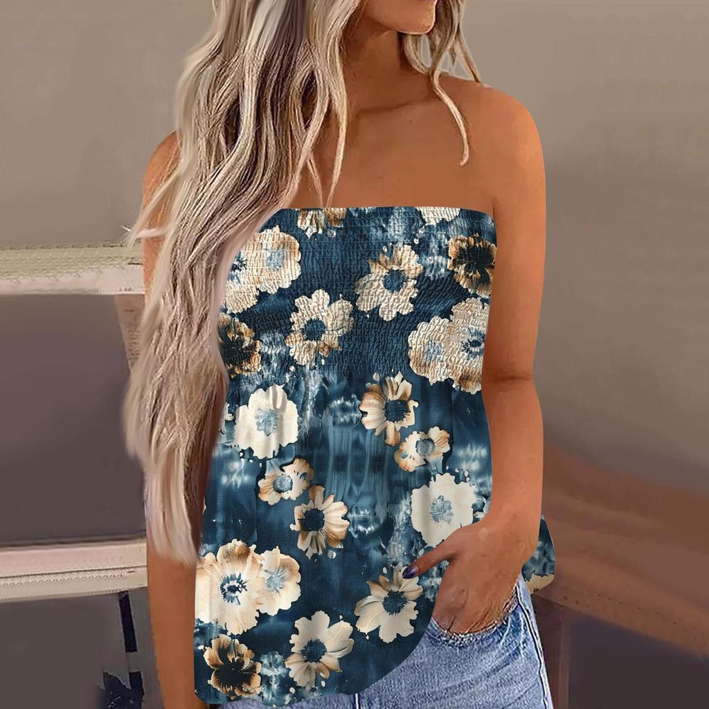 2024 топы для женщин, милая сексуальная футболка без рукавов с открытыми плечами и цветочным принтом