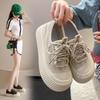 Women's Shoes Summer Thin Canvas Shoes Lace Breathable Casual Biscuit Board Shoes Fly Woven Mesh Big Head White Shoes Children