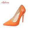 Модные Aphixta Новые 4,72-дюймовые Супер Высокие Туфли-лодочки из Лакированной Кожи Женские Разноцветные Официальные Туфли с Острым Носком Плюс Большой Размер 49 50